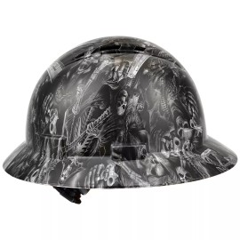 TuGlow Crew Full Brim Hard Hat with Fas-trac Suspension With Cooling Vents - Black Skull