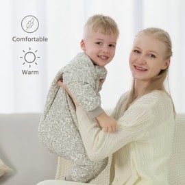 Mosebears Baby Sleeping Bag, 2.5 TOG baby sleep sack with Legs,Warmly Lined Winter Sleeping Bag with Removable Sleeves(Leaf,3-4 Years(baby height 95-105cm))