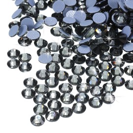 sourcing map 2880 Pcs Hotfix Rhinestones Flatback Crystal Glass Gems Art Rhinestones for Crafts Clothes DIY Decoration(SS6 2mm,Transparent Black)