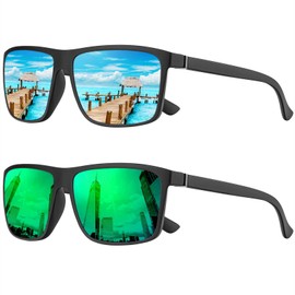 Perfectmiaoxuan Polarised Sunglasses Men/Women; Vintage/Classic Glasses Frame; UV400 HD Pilot Lenses; Golf/Driving/Fishing/Travel Glasses/Outdoor Sports Fashion Sunglasses, 【a1】Blue + Green