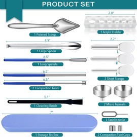 LELELUK 16-Piece Filling Tool Kit with Lab Scoops, Lab Spoon & Micro Funnels - Complete Set with Instruction for Home & Lab Material Handling #000 00 0 1 2 3 4 5