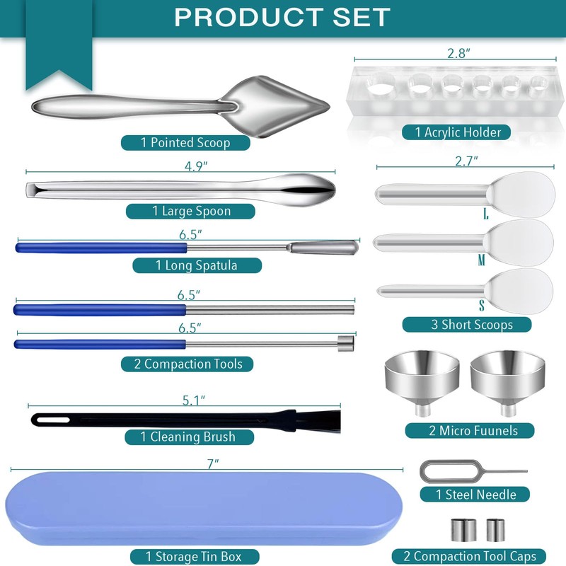 LELELUK 16-Piece Filling Tool Kit with Lab Scoops, Lab Spoon