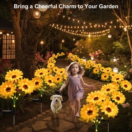 echosari 4 Pack Solar Lights Outdoor Waterproof, Sunflower Solar Stake Lights Auto ON/Off Solar Garden Decorative Lights for Lawn Pathway Landscape Birthday Gifts for Mom Women