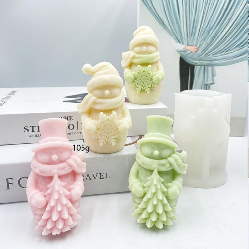 Christmas Snowman Candle Mold Wizard Silicone Mold for Soap Soy