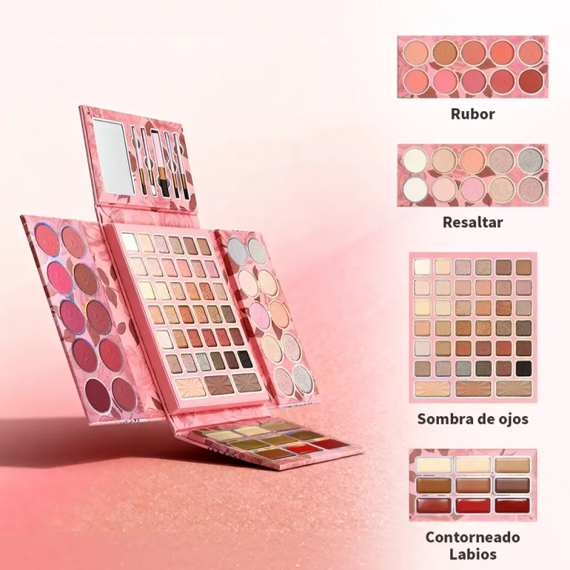 Paleta De Maquillaje De 68 Pcs Con Labial De Larga