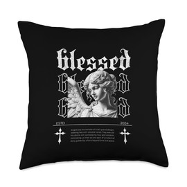 Blessed Angel Statue Marble - For Men Women Teenager Throw Pillow