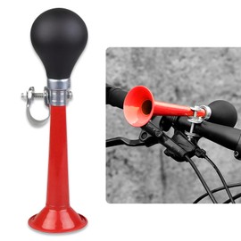 Bicycle Front/Mid-Pipe/Tail Air Horn with Squeeze Ball, 7.87" x 1.96" x 2.16" PVC + Alloy Safety Warning Mountain Bike Bell Bicycle Auxiliary Travel Horn Equipment (Red & Black)