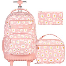 gxtvo Rolling Backpack for Womens and Mens, Adults Wheeled Bookbag with Lunch Box for Girls and Boys.