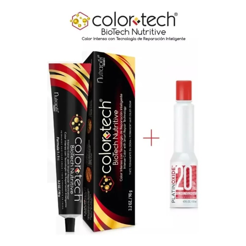 Tinte Permanente Profesional Colortech Nutrapel Tono 4.65 Borgoña / Castaño
