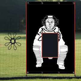 Vaolvpant Baseball Softball Backstop with Strike Zone Black Vinyl Batting Cage Backdrop and Net Saver Durable Facility Backstops for Pitching Outdoors 600D Pitcher Baseballs Backstop4X6FT