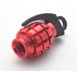 4 x valve caps, hand grenade, colour: red, valve cap, Vhar