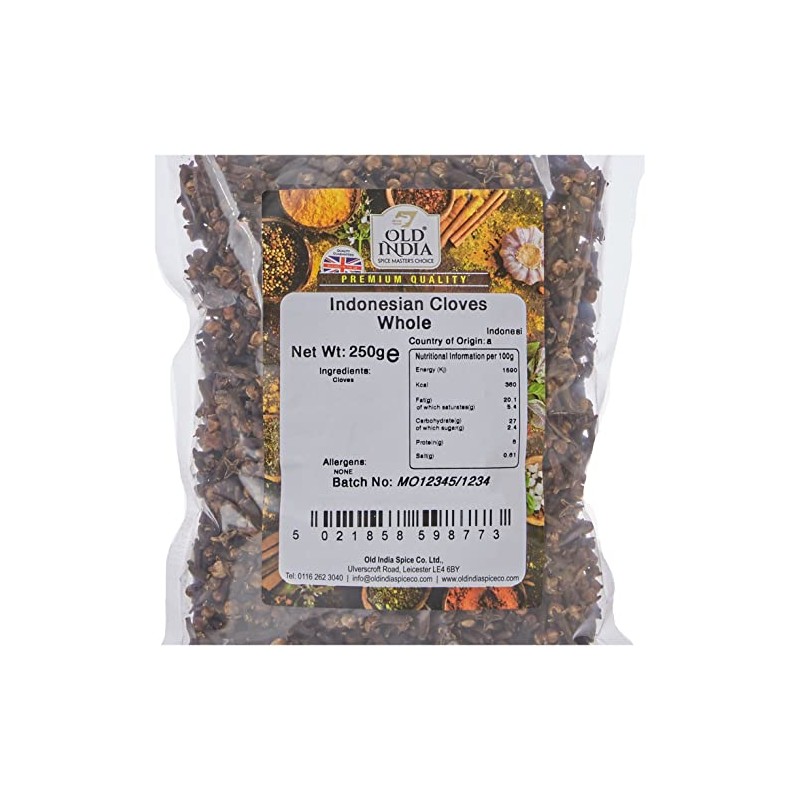 Old India Indonesian Whole, Cloves, 250 Count
