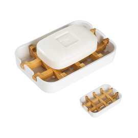 Sansnow Classic Bamboo Fiber Soap/Sponge Dishes, Bar Sink Soap Holder, Bathroom Small Soap Tray, White