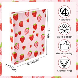 Fainne 4 Pcs Fruit 3 Ring Binder Cute Binder Lemons Strawberry Watermelon Orange Decorative 1 Inch Binder 1 Inch Round Ring with Interior Pockets for School Office A4 Paper, 9.84 x 1.57 x 12 Inch