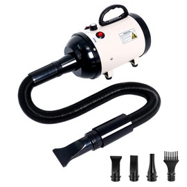 MCCKLE Dog Hair Dryer High Velocity Professional Dog Blow Dryer with Adjustable Speed Dog Pet Grooming Dryer Blower with 4 Nozzle 2 Blow Temperature（White