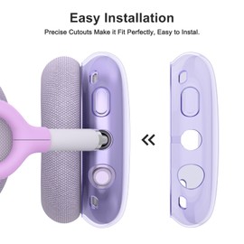 Silicone Case Cover for AirPods Max Headphones, Clear Soft TPU Ear Pad Cover/Ear Cups Cover/Headband Cover for AirPods Max 2024/2020, Anti-Scratch Transparent Accessories (Clear Purple)