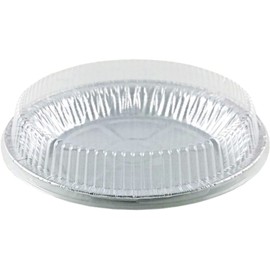 PACTOGO 9" Aluminum Foil Pie Pans 1 1/4" Extra Deep with Clear Dome Lids - Made in USA Disposable Tins (Pack of 50 Sets)