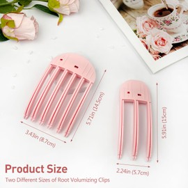 2PCS Pink Shaping Styling Comb, for Fluffy Bangs, No-Trace Root Lifting Clips, High Crown Volume Tool for Men & Women, Easy Tool