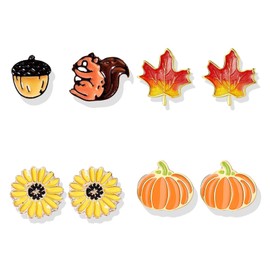 Fall Earrings for Women Thanksgiving Earrings for Women Pumpkin Earrings Turkey Red Maple Leaf Earrings Autumn Fall Earrings for Thanksgiving Gifts