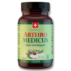 SwissMedicus ArthroMedicus Glucosamine & Chondroitin High Dose - 120 Capsules with MSM & Hyaluronic Acid & with 11 Herbal Extracts, Produced in Europe