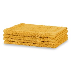 Merana Rome Wash Cloth Set | Absorbent, Soft and Lint-Free | Terry Wash Mitts in Luxury Quality Made of Heavy Cotton 590 GSM (Mango Gold, 4 x Wash Mitt (15 x 20 cm)