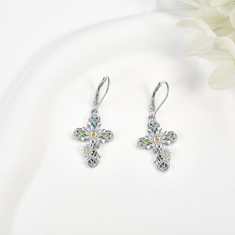 Cross Earrings 925 Sterling Silver Cross Dangle Drop Earring Gifts