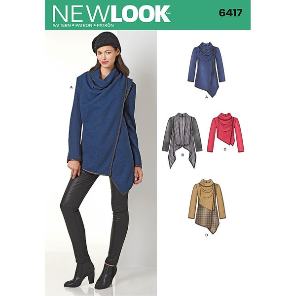 New Look Patterns Misses' Draped Jacket Size: A (XS-S-M-L-XL), 6417