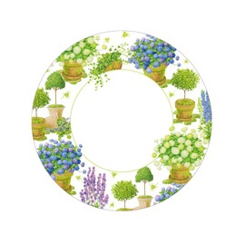 Caspari Potted Hydrangeas Salad & Dessert Plates -8 Paper Plates per Pack, 2 PACKS