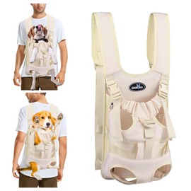 VanderHOME Dog Carrier Carrier Cat Sling Pet Bag for Pets, Striped, Prevents Popping Out, Piggy Strap, Free Both Hands, Comfortable, 2-Way Mesh, For Small Dogs/Cats, For Outings, Travel, Disaster