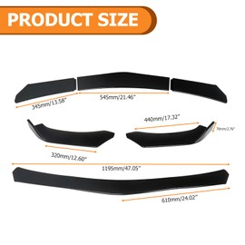 Universal Front Lip, Accessory to Front Bumper Lip for car,ABS Front Bumper Lip, Adjustable Sharp Corner Front Lip Splitter Protector Replacement for Most Vehicle Front Body Kits(Glossy Black)