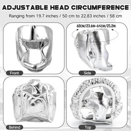 Arrowbash Boxing Headgear and Gloves Set for Kids 6oz Electronic Silver Boxing Gloves and Wrestling Headgear Sparring Equipment for Kickboxing Muay Thai BJJ Karate Training