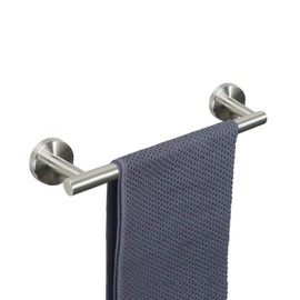 NearMoon Bath Towel Bar, Thicken Stainless Steel Shower Towel Rack Holder Wall Mounted for Bathroom,12-lnch Overall Length-10-lnch Usable Hanging Space (1 Pack, Brushed Nickel)