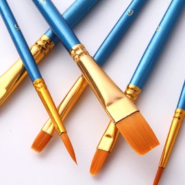 SHULLIN 10pcs Nylon Hair Brush Paint Brush Painting Supplies Brush Multi-Use Face Brush Watercolor Brush Synthetic Hair Brush Oil Painting Brush Acrylic Paint Brush for Painting Watercolor(Blue)