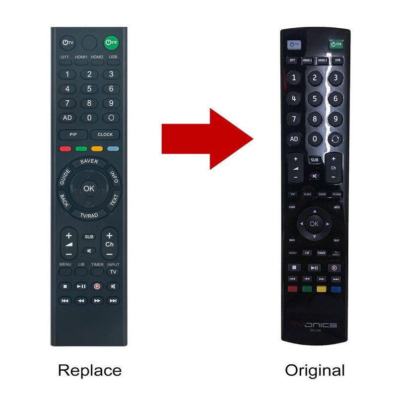 VINABTY-fit RM-100 Replacement Remote Control for TVONICS FREEVIEW TOP Box