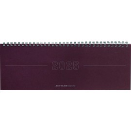 Zettler - Papyrus 2025 Table Landscape Calendar, Red, 29.7 x 10.5 cm, Office Calendar with 112 Pages, Monthly Overview, Note Area, Moon Phases, Year Overview, Ring Binding and German Calendar