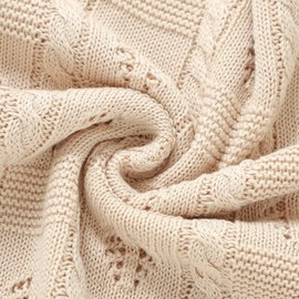 mimixiong 100% Cotton Knitted Cellular Baby Blanket, 100 x 80cm (Baby Camel)