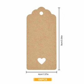 Gift Tags with String for Presents, 100 Pcs Brown Gift Tags Labels with String Kraft Luggage Craft Price Paper Tag for Present