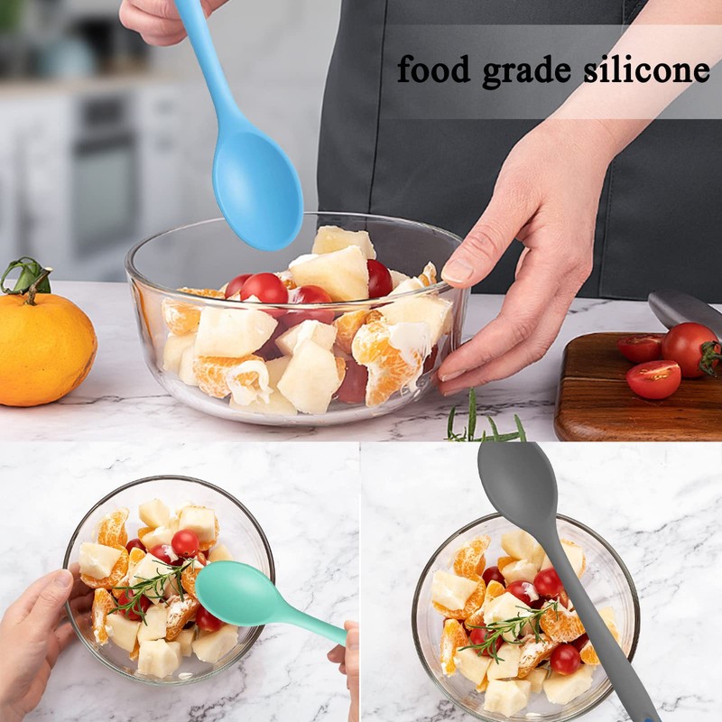 4 Pieces Small Silicone Nonstick Mixing Spoons, High Heat Resistant,Cooking