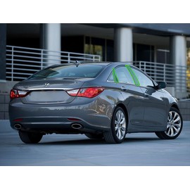 Rvinyl Pillar Post Pre Cut Window Trim Kits in Matte Black Compatible with Hyundai Sonata 2011-2014 - Adhesive Backs