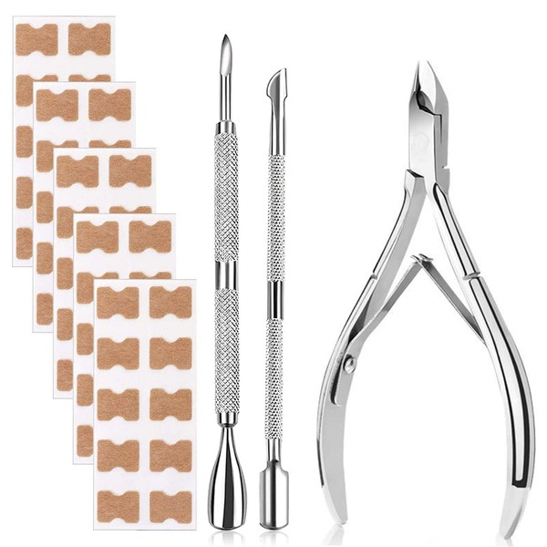 SCJJZ Cuticle remover, neonail, ingrown toenails, toenail correction patch, ingrown toenails, pedicure set, 3-piece exfoliating tool set, 5-piece toenail correction stickers