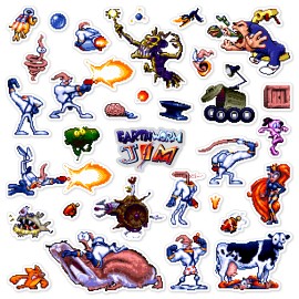 Handmade Earthworm Jim Stickers Sega Genesis Pixel Art 32 Sticker Pack