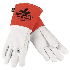MCR Safety 4840KXL Red Ram Grain Goat Gloves, Straight Thumb, 5" Split Cow Cuff, Dupont Kevlar Lined, Mig/Tig X-Large, 1-Pair