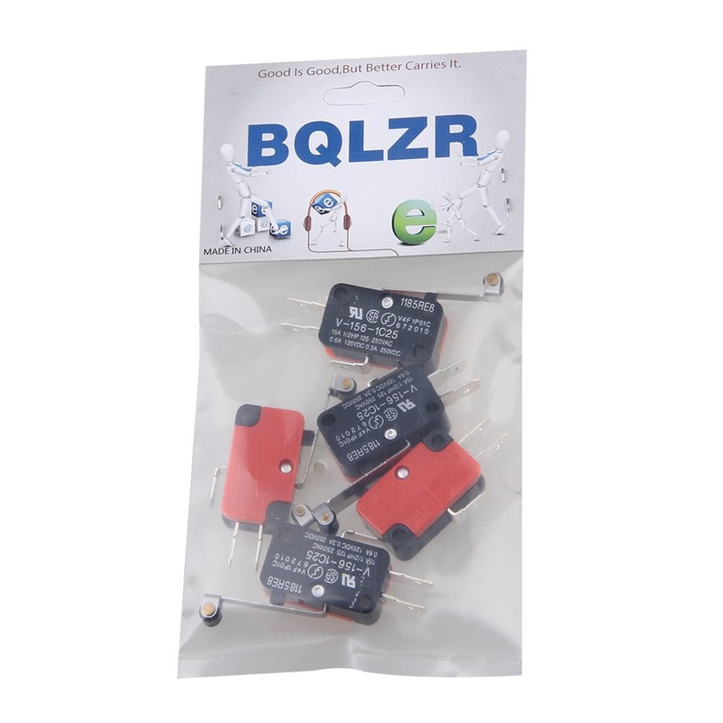 BQLZR Micro Limit Switch V-156-1C25 Long Roll Hinge Lever Arm