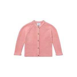 Stellou & Friends Cotton Baby Cardigan with Wooden Effect Buttons and Slanted Raglan Sleeves, pink