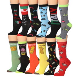 Tipi Toe - 12 pares de calcetines ligeros y coloridos para mujer, disponibles en tallas, Sueños inspirados en Italia, 5-9