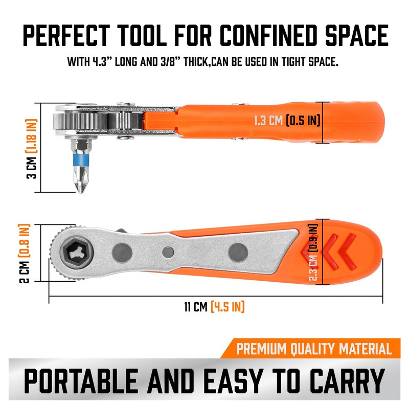 HORUSDY 23pc 1/4" Ultra Low Profile Mini Ratchet Screwdriver Set