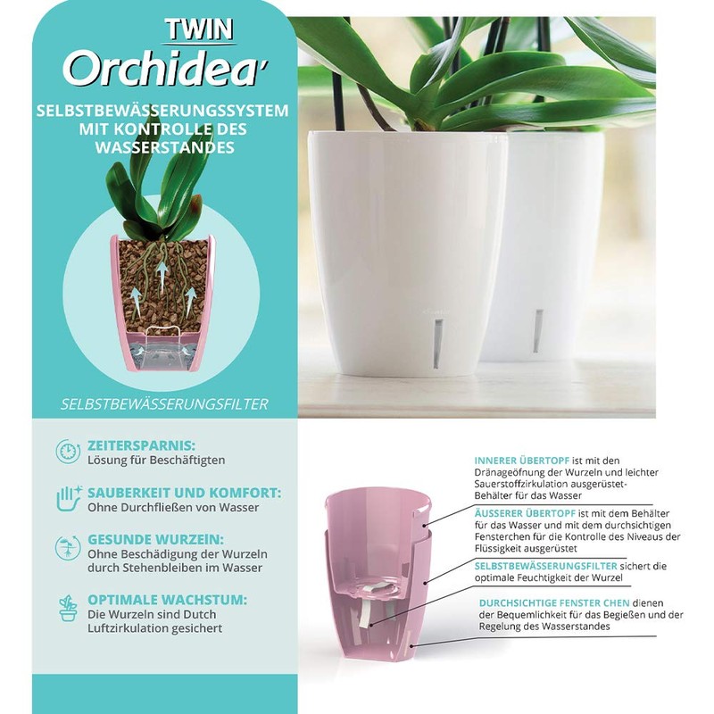 Santino Set of 6 Self-Watering Pots with Wick System and