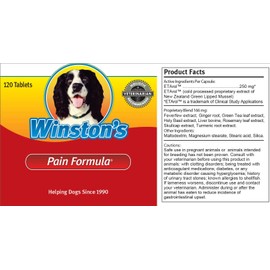 Winston's Pain Formula - for Dogs of All Ages and Sizes - 100% Natural Whole Food Supplement to Help Alleviate: Canine Arthritis, Inflammation and Joint + Hip Pain - 120 Chewable Tablets