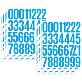 Jiepuxiter 10 Sheets Vinyl Mailbox Number Stickers - Self-Adhesive Address Labels for Cars, House Doors, Windows & Metal Mailboxes (Blue, 2 inch)