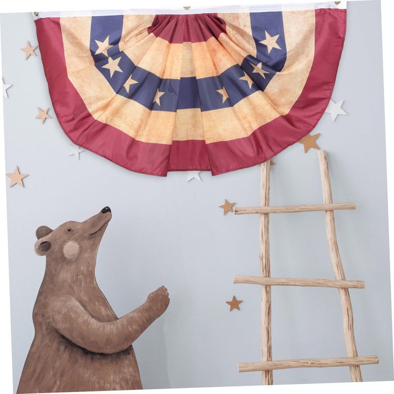 CIYODO Independence Day Usa Flag Bunting Decorative Fan Shaped Banners